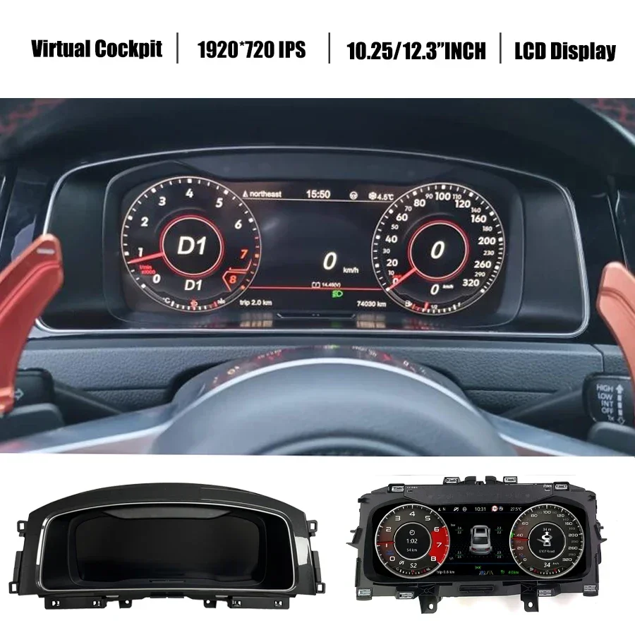 12.3''Digital Virtual Cockpit Instrument Cluster Gauge For VW Golf 6 7 MK7 Passat CC B7 B8 Tiguan Scirocco Jetta LCD Speedometer