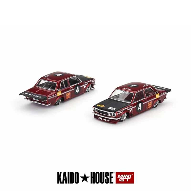 MINIGT+KaiDo 1:64 Model Car Datsun 510 Pro Street Open Hood Alloy Die-Cast Vehicle #KHMG087