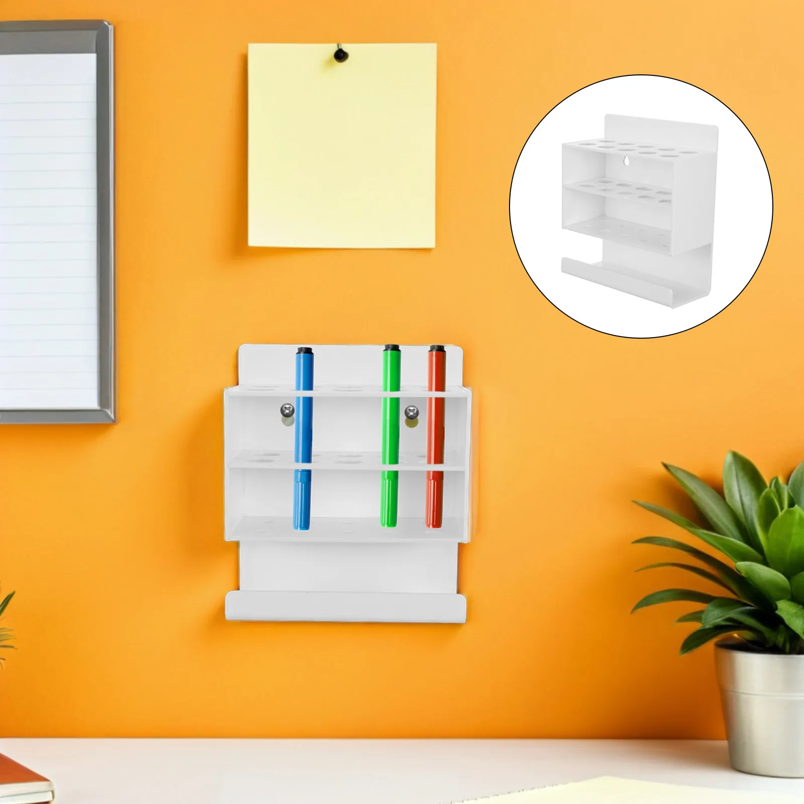 

Whiteboard Marker Holder Acrylic Pen Storage Box for Classroom Office Transparent Stable Base Pen Organizer and Accessory