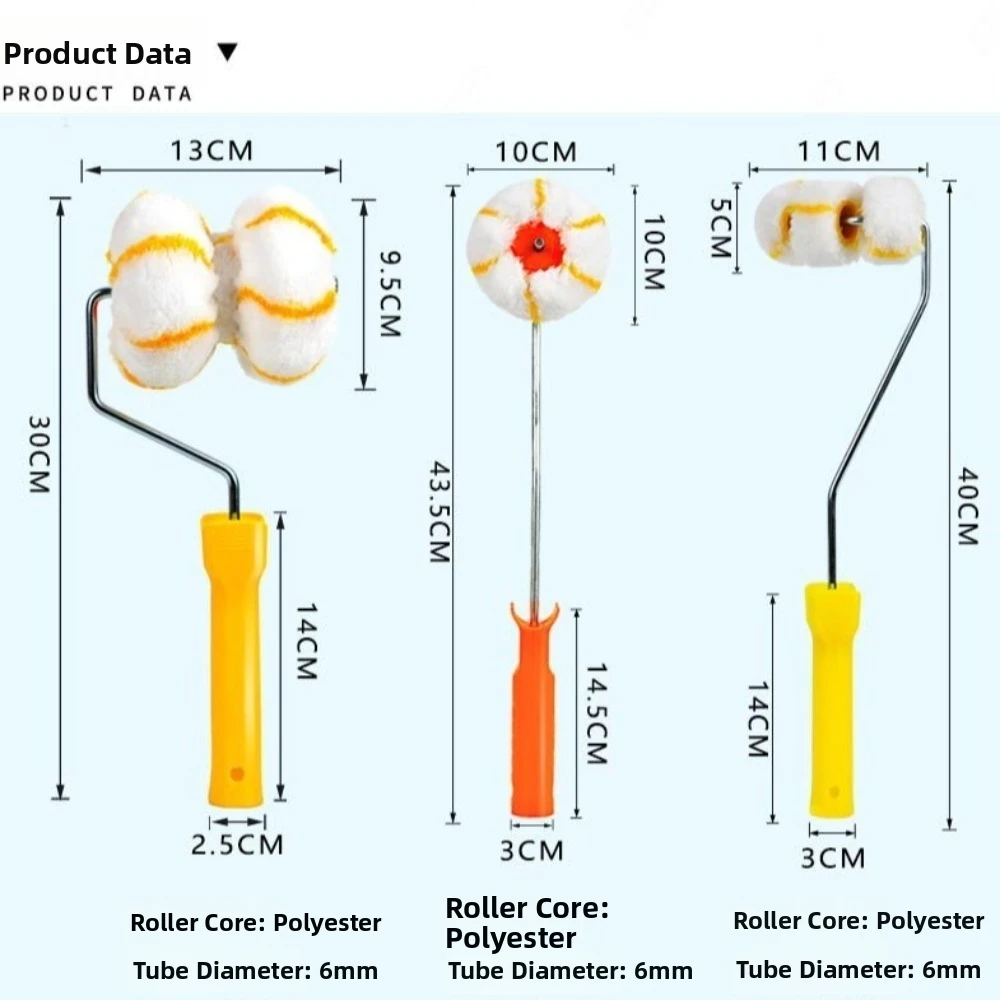 Multifunctional Paint Roller Brush Ergonomic Handle Round/Square Pipe Compatible Wall Painting Tool Curved Frame