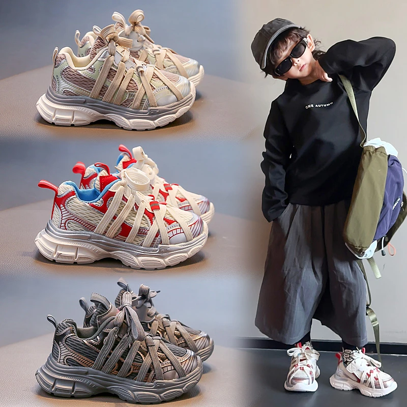 

Дышащие сетчатые кроссовки для девочек, новинка 2023 года, осенние повседневные кроссовки на платформе для малышей, универсальные шикарные детские школьные спортивные кроссовки