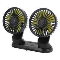 12V 24V Car Fan 5V USB Dual Head Cooling Car Fan 3 Speeds Adjustable Vehicle Air Circulator 360 Degree Rotation