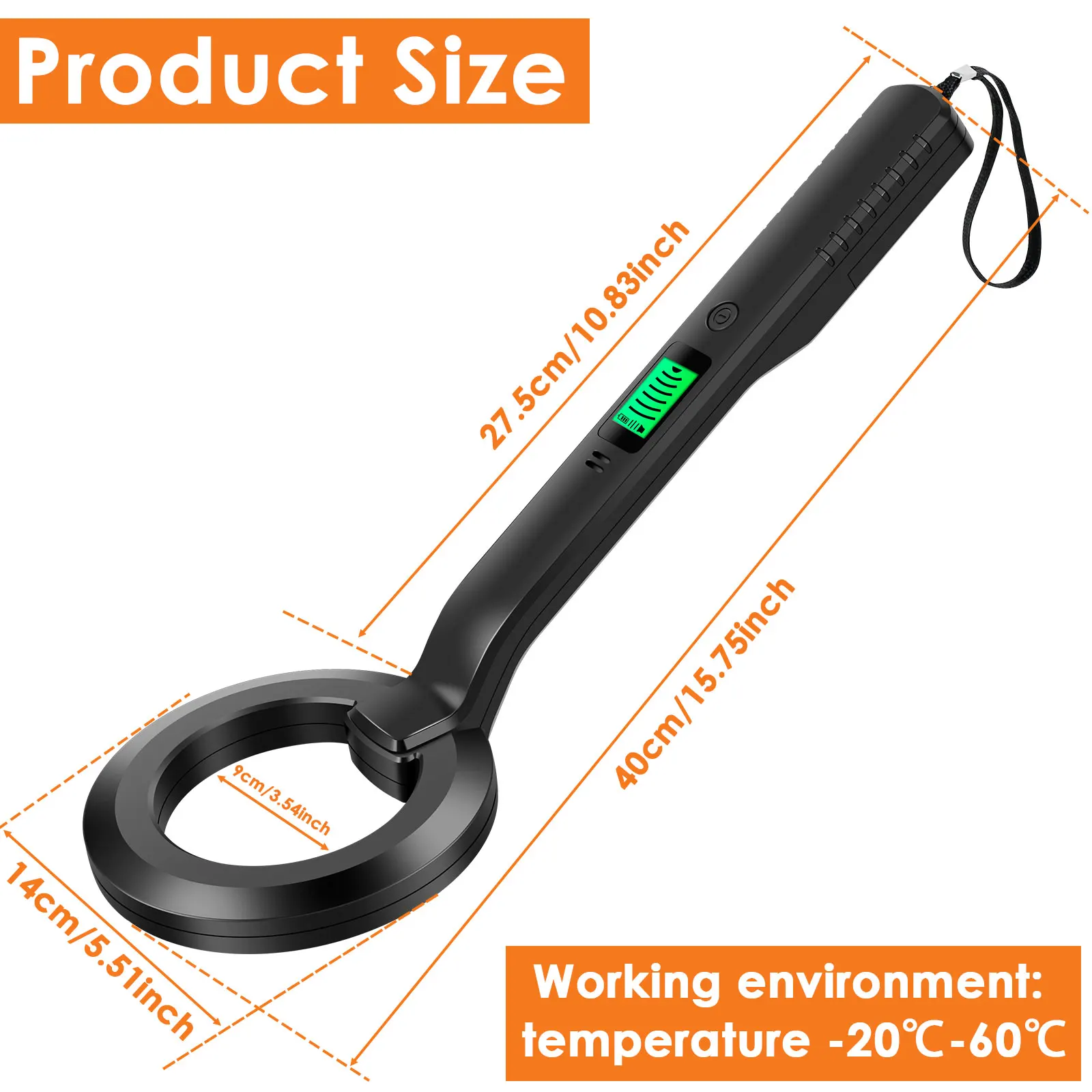 Metal Detector Portable High Sensitivity Metal Detector with Audible and Vibration Alerts 360° Scanning Handheld Metal Detector