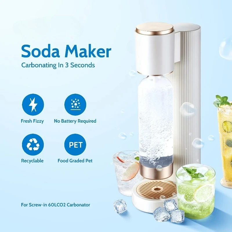 Greatwhip Desktop Soda Drink Machine No Battery Required Co2 Sparkling Water Smart Home Soda Maker