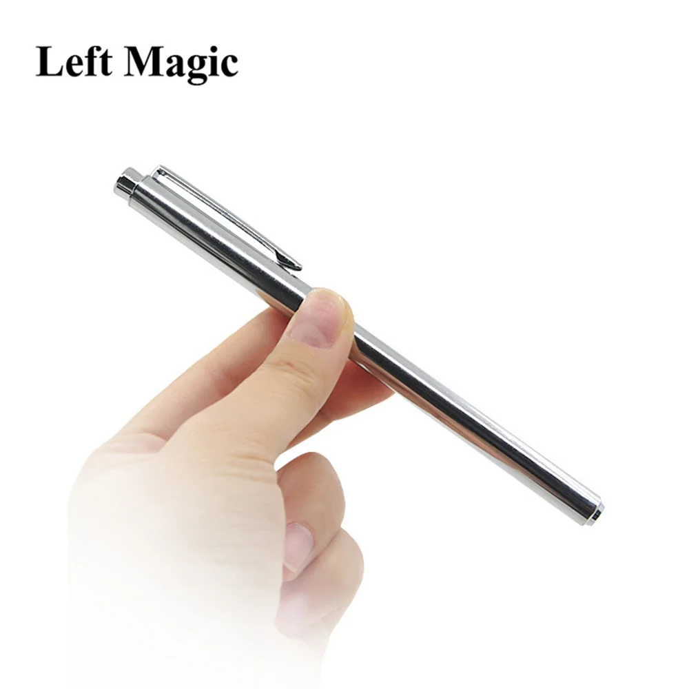 1 Piece Close up Magic Metal Pen Creative Penetration Through Paper Silver Color Bill Money Trick Tool Magic Pens  Illusion