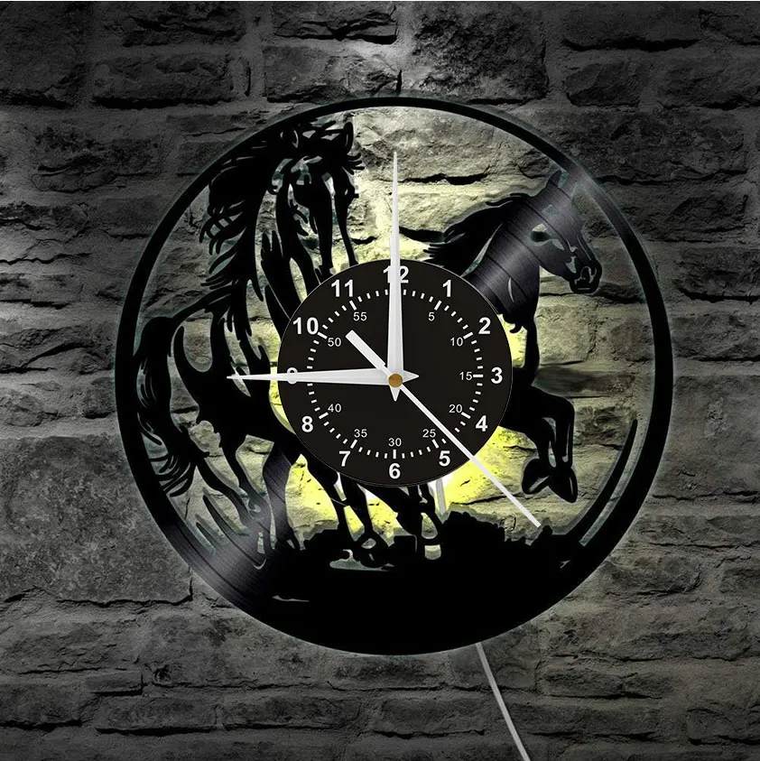 ZK30 Wall Clock Animal Theme 3D Watch Clocks 16 Colors Modern Design Vinyl Record Vintage Decor Wall Art Montre Mural Pour Salon