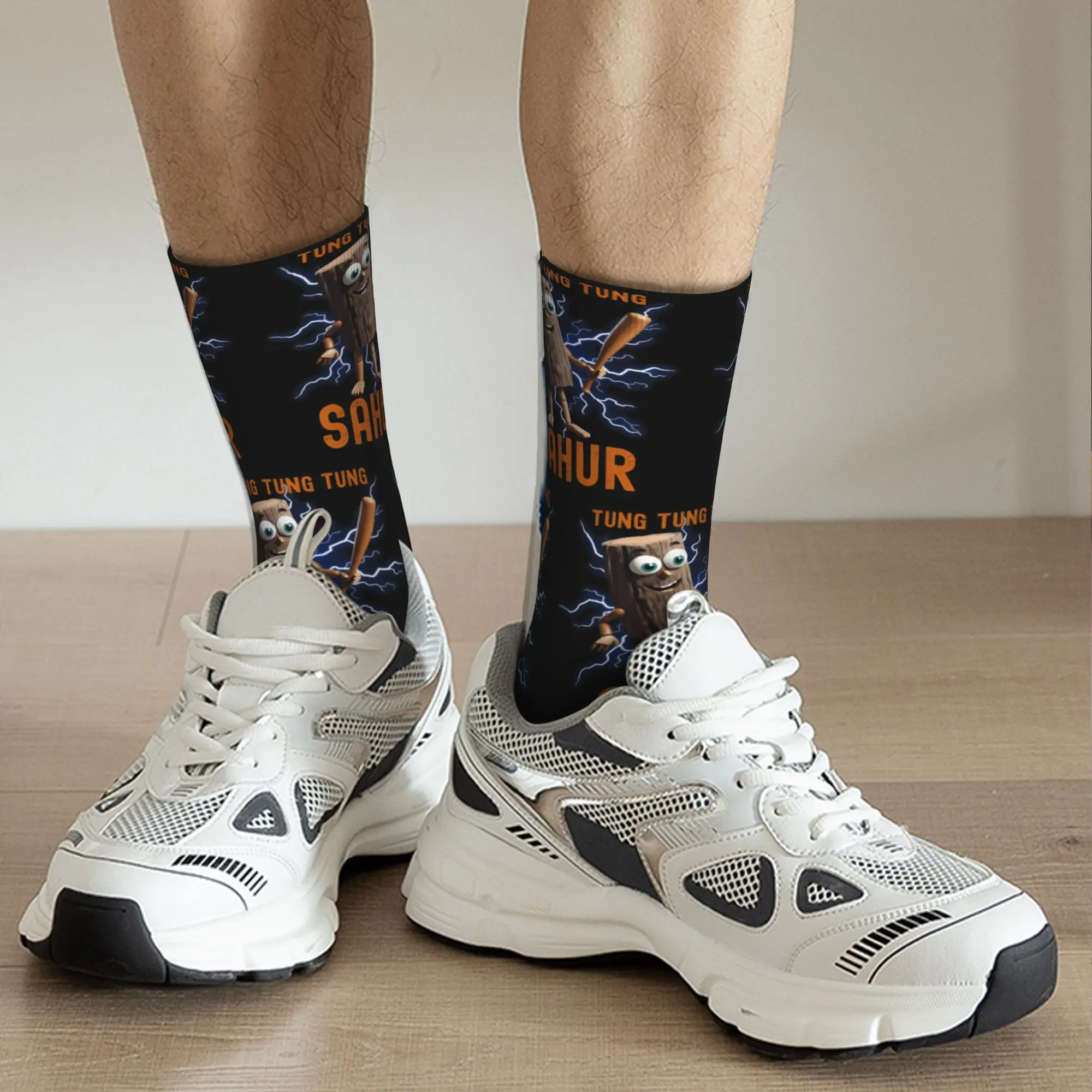 مضحك تونغ تونغ الصحور عشاق القهوة الإيطالية Brainrot جوارب رياضية البوليستر طاقم الجوارب للجنسين عدم الانزلاق