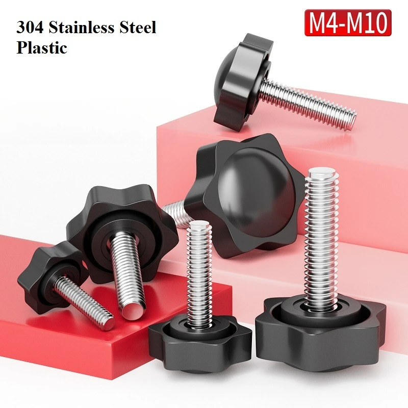 M4 M5 M6 M8 M10 Plum Hand Tightening Screws Star Handle Plastic Head Knob Handle Bolts