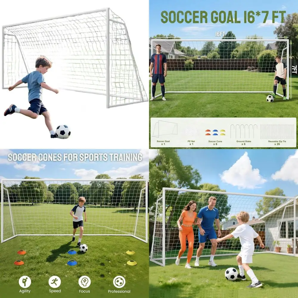 

All-Weather Steel Soccer Goals for Full-Size Backyard Play, Suitable for Teens and Adults
