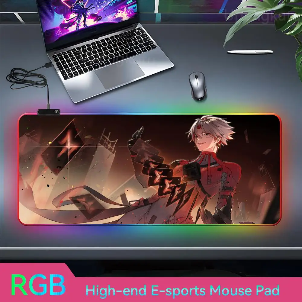 W_wuthering W_waves Mouse HD Pad Anime RGB Playmat  Rubber Mouse Alfombrilla Escritorio Pad New Arrivals LED Mouse Gamer Lamp An image 2