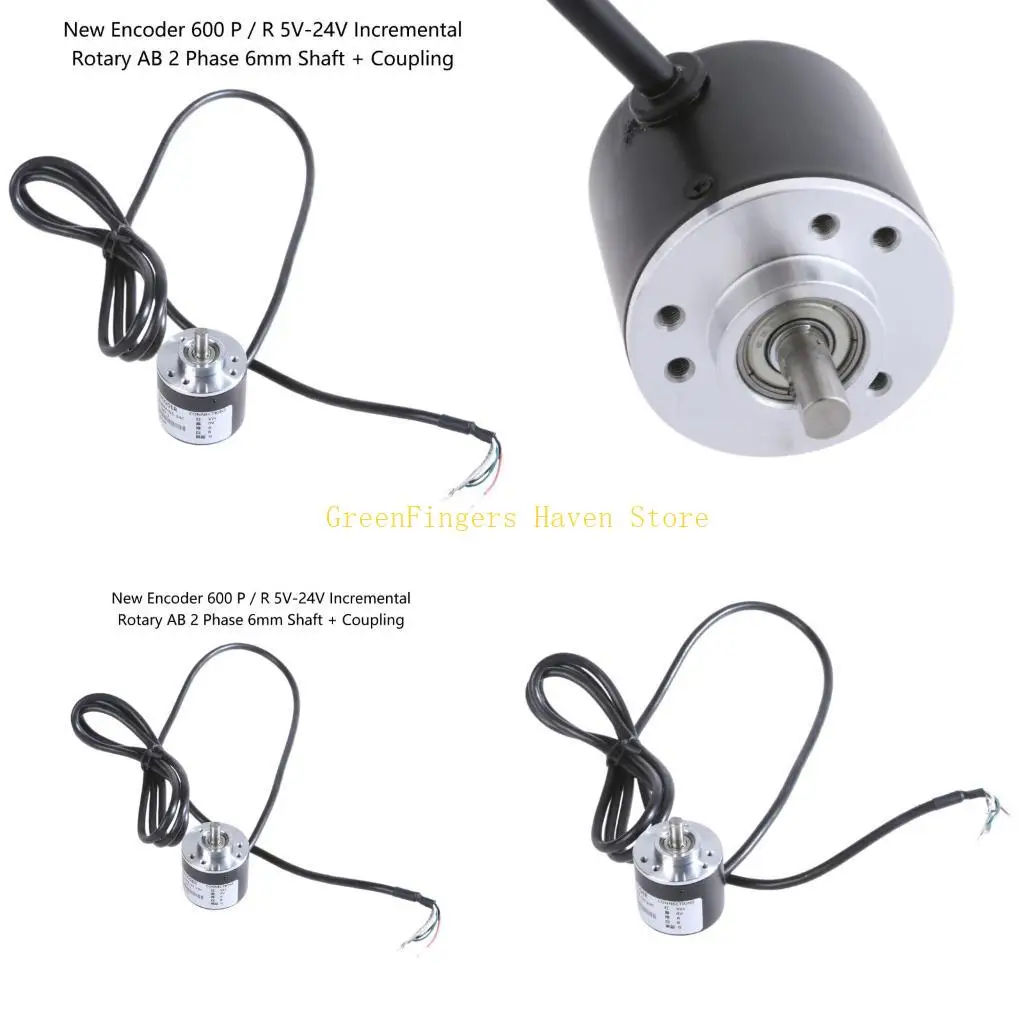F68D New 600 P / R 5V-24V Incremental Rotary AB 2 Phase 6mm Shaft + Coupling