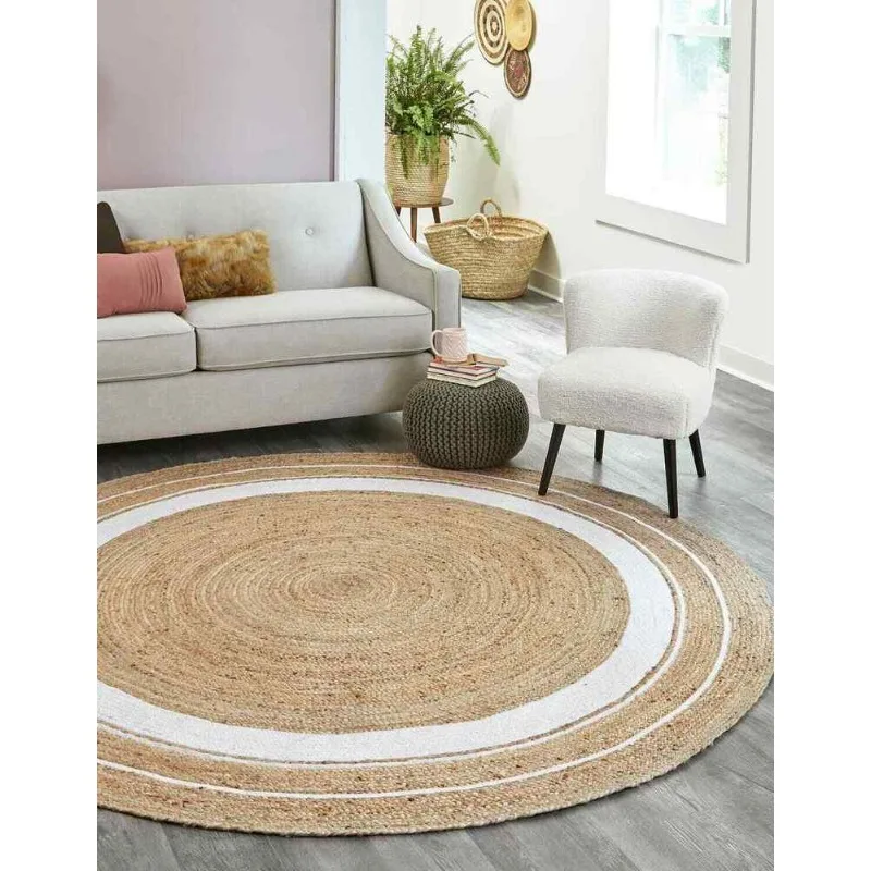 

Rug Round Natural 100% Jute Reversible Rug Braided Rustic Modern Look Area Rugs