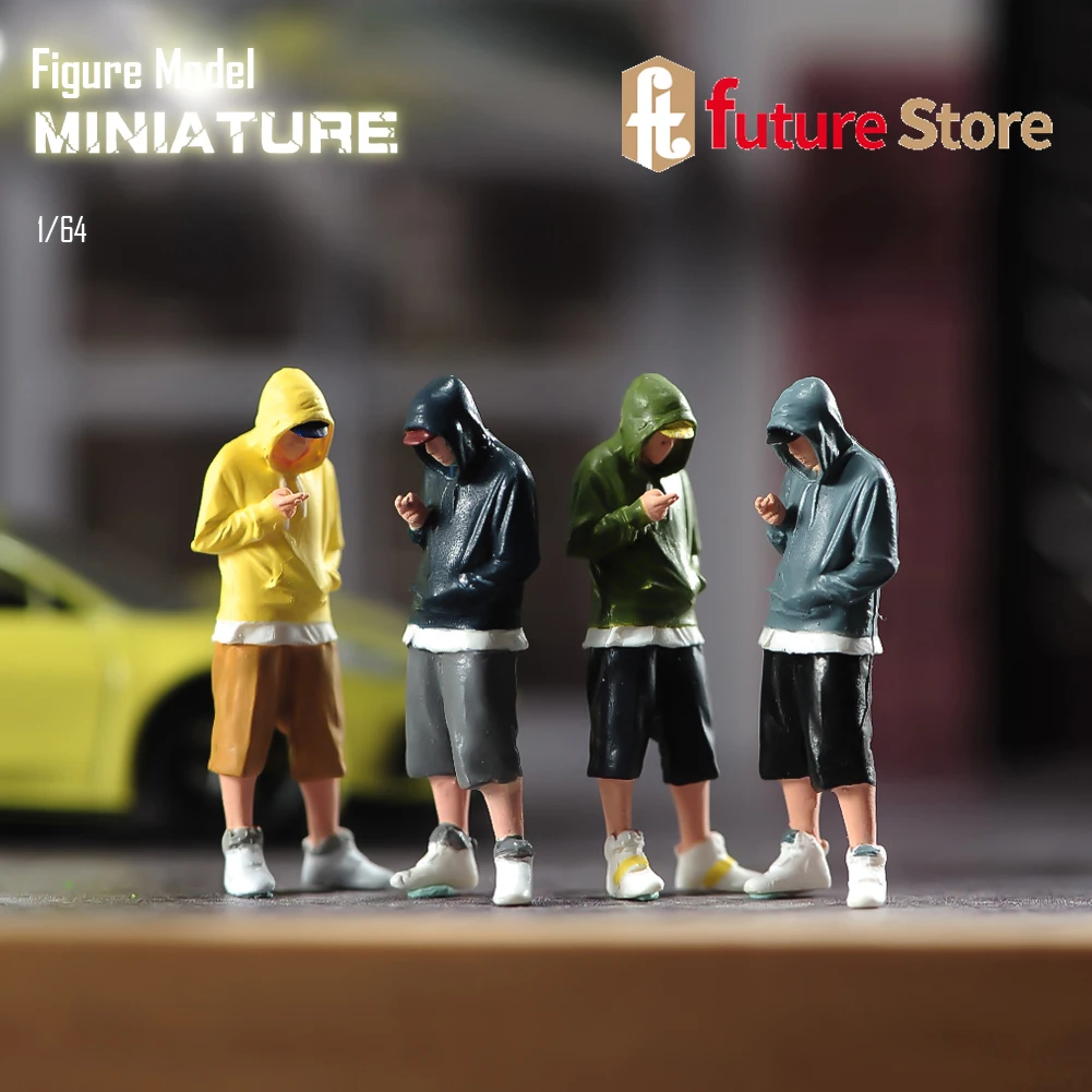 

ANT Handmade 1/64 Hoodie Boy Painted Diorama Figure Model Miniature Creative Photography Home Decoration Car Model Matching