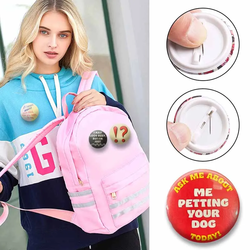 Niedliche Lisa Girl Interrupted Emaille-Pins mit lustigem Spruch „Out of My Mind“, handgefertigte Snap-in-Broschen für Kleidung, Taschen und Accessoires – Detail 2