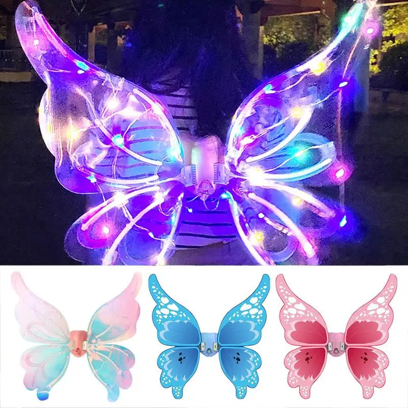 

Girls Electrical Butterfly Wings With Lights Glowing Shiny Dress Up Moving Fairy Wings Kids Dog Angel Wings For Birthday Party