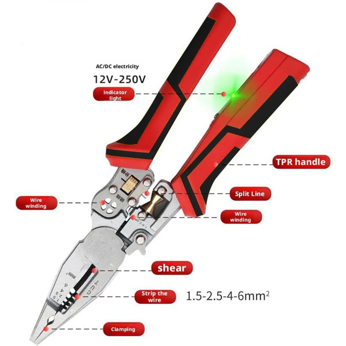 

ABNJ Универсальные плоскогубцы для зачистки проводов с измерением электричества Плоскогубцы для электрика Многофункциональные плоскогубцы для зачистки проводов