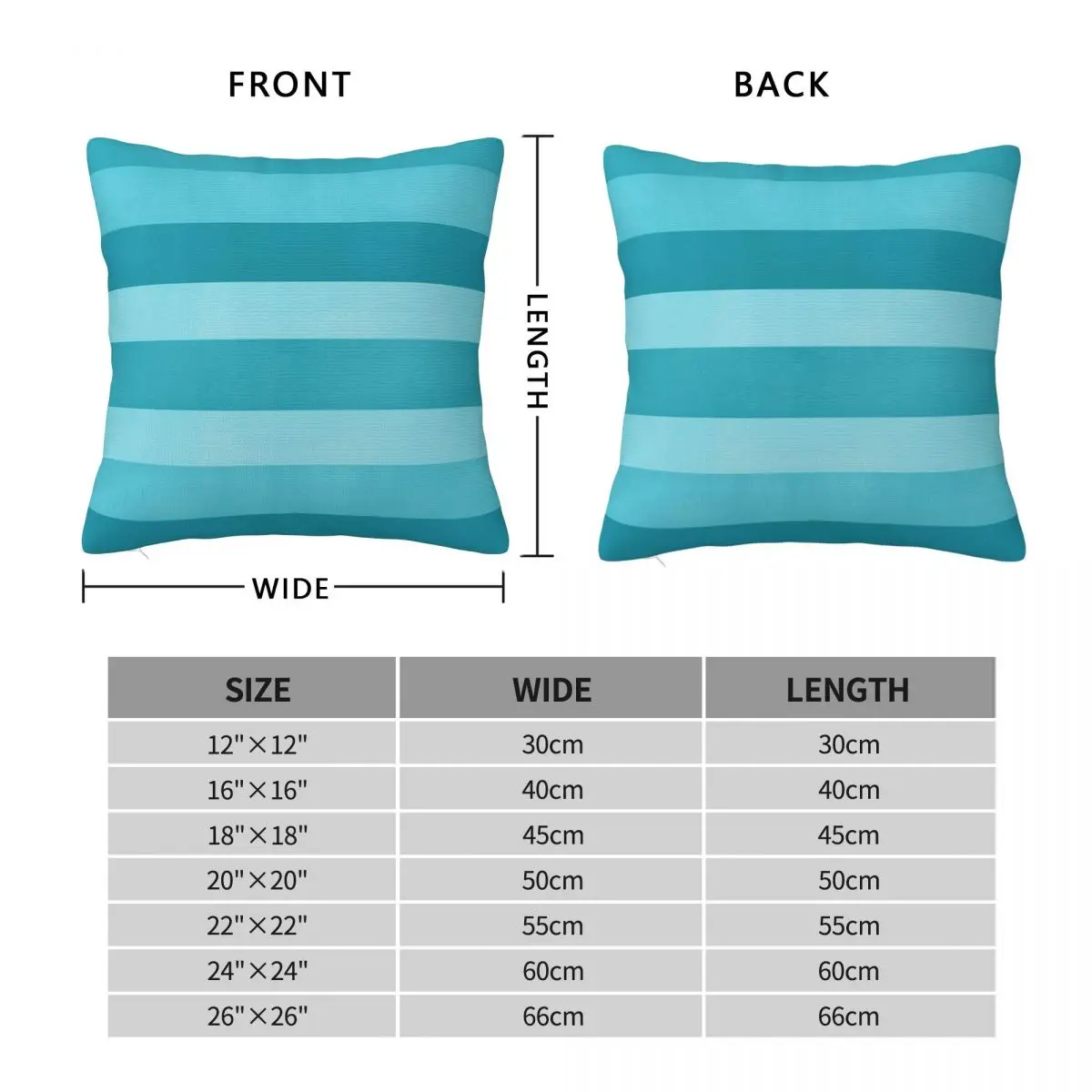 Aqua Blue Textured Stripes Square Pillowcase Polyester Linen Velvet Creative Zip Decor Pillow Case Home Cushion Case