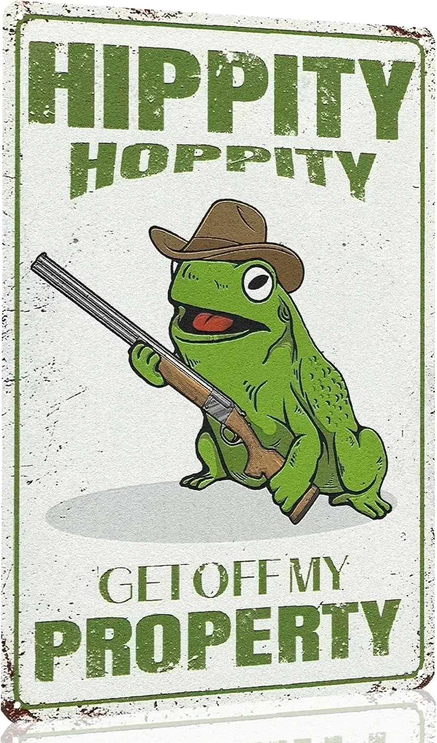Funny Vintage Metal Tin Signs Room Decor Hippity Hoppity Get Off My Property Sign No Tresspassing Private Property Signs Cool St