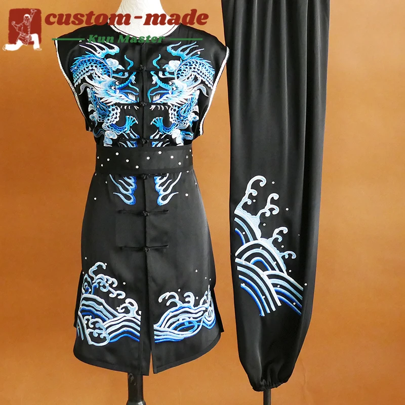 

Униформа для боевых искусств на заказ, костюм кунг-фу с вышивкой дракона, длинный кулак южного кулака, усиленный для соревнований по форм кунг-фу