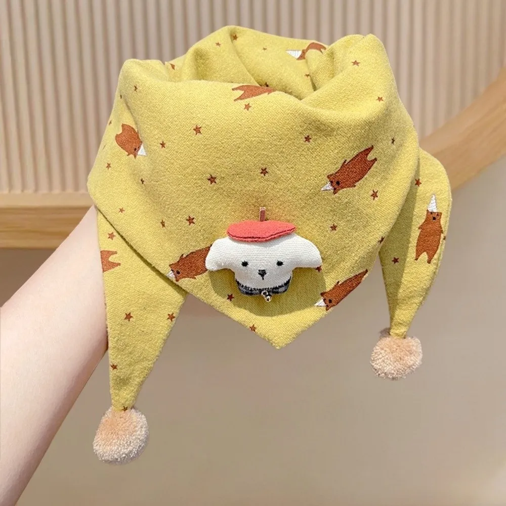 

Милый мультяшный хлопковый треугольный шарф, зимний теплый утолщенный уличный детский шейный платок, ветрозащитный детский чехол на шею