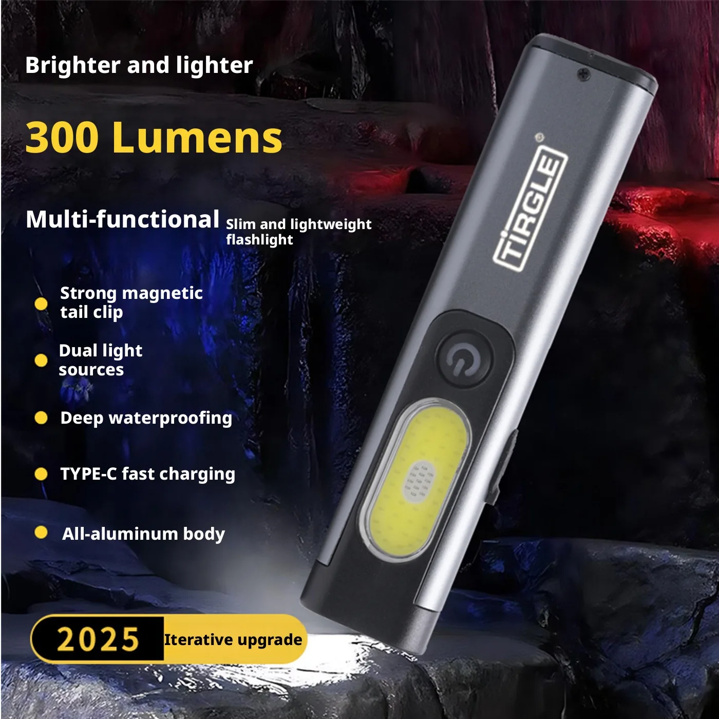 SHINEKNOT Ultra Thin Flashlight Strong Magnetic Attraction Work Light Maintenance Long-Lasting Rechargeable Portable Lighting