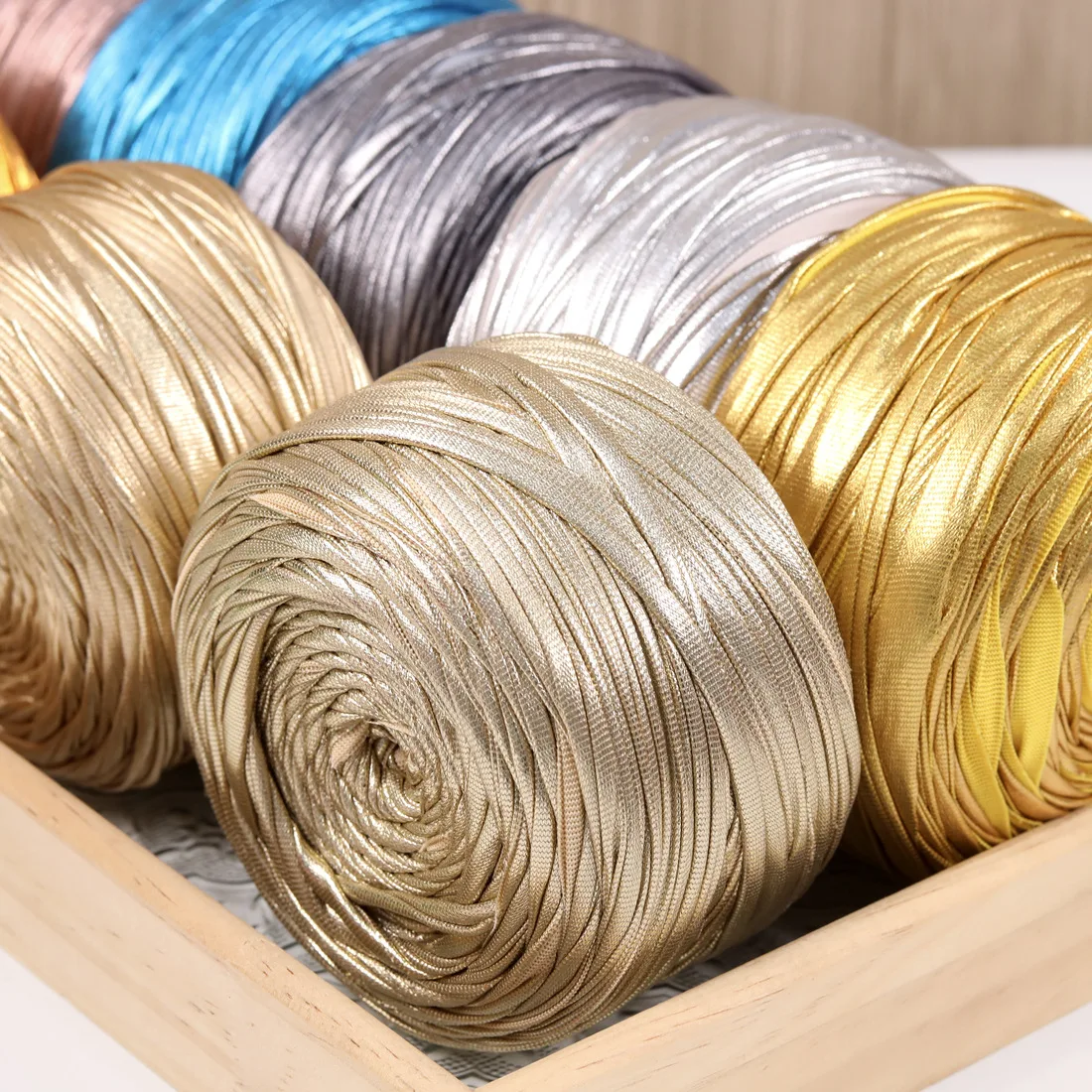200g Metal Leather Thread Napa Cloth Strip Yarn DIY Crochet Hook Weaving Handmade Slippers Weaving Bag Blanket Wrapping Thread