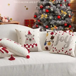 Christmas Throw Pillow Red Geometric Plush Autumn And Winter Embroidered Cushion Cover Home Living Room Sofa Throw Pillow Cover