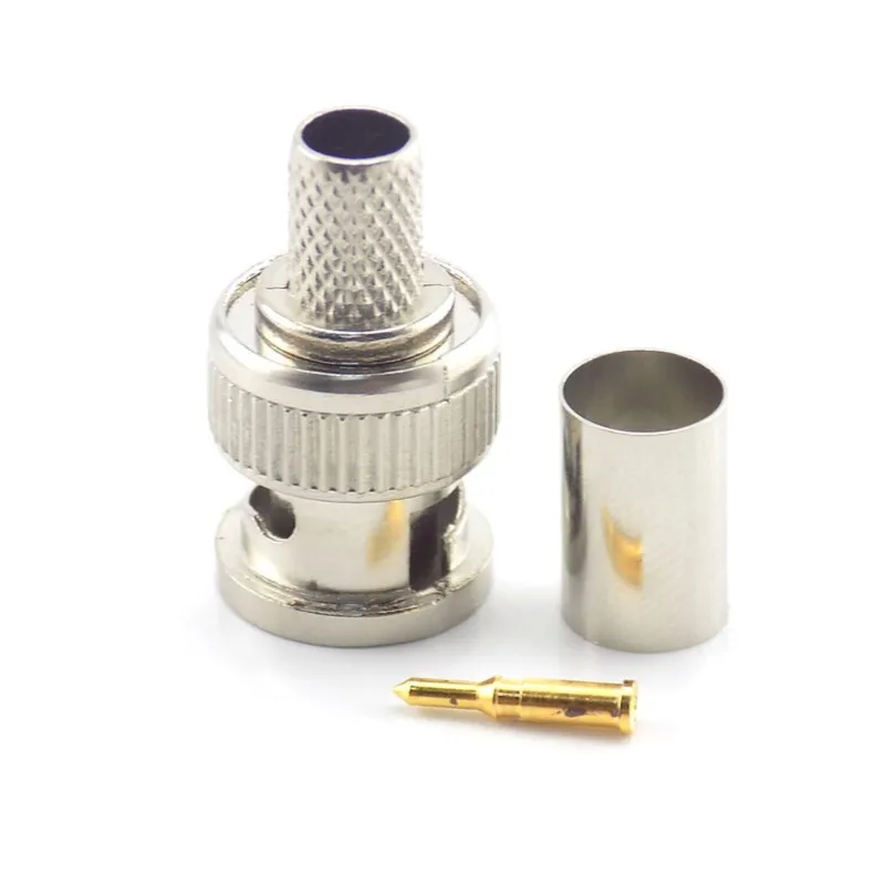 10Pcs 3 In 1Coupler Crimp Connector Bnc Male Connector To Coax Rg59 Connector Cable for Cctv Camera Accessories E4