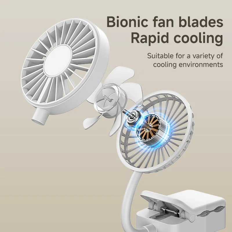 Multifunctional 360° Clip-on Fan Portable USB Mini Cooling Fan For Stroller Desk Camping