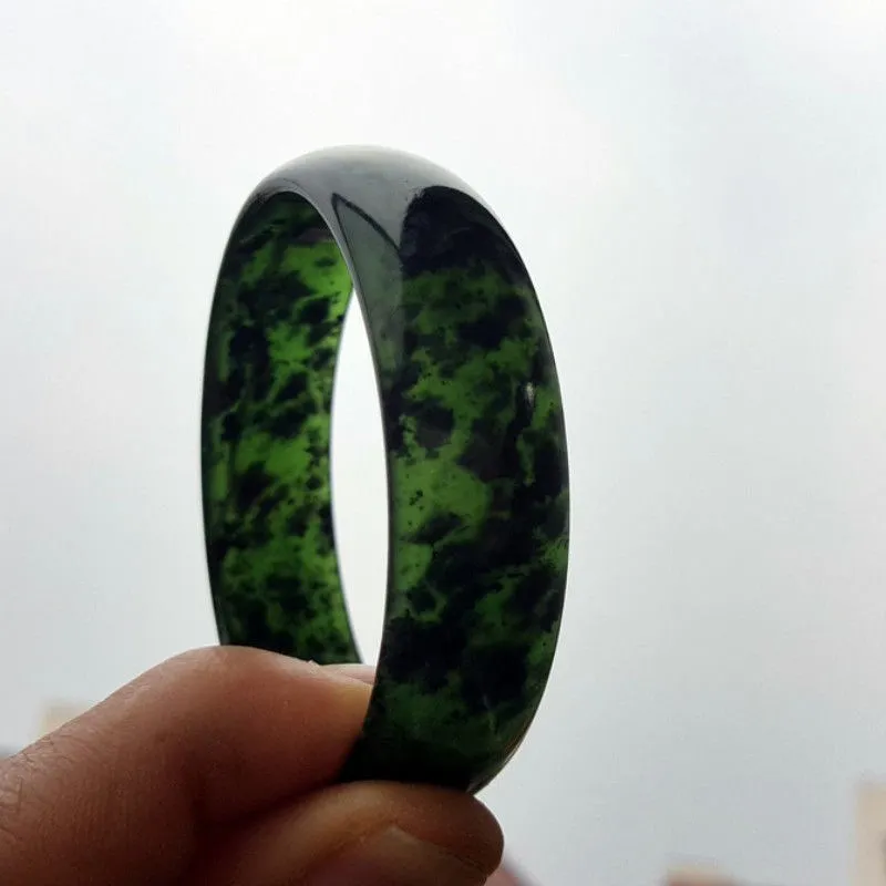 Chinese Natural Black Jade Hand-carved Jade Bracelet Fashion Jewelry Men and Women Style Olive Green Hotan Jade Bracelet