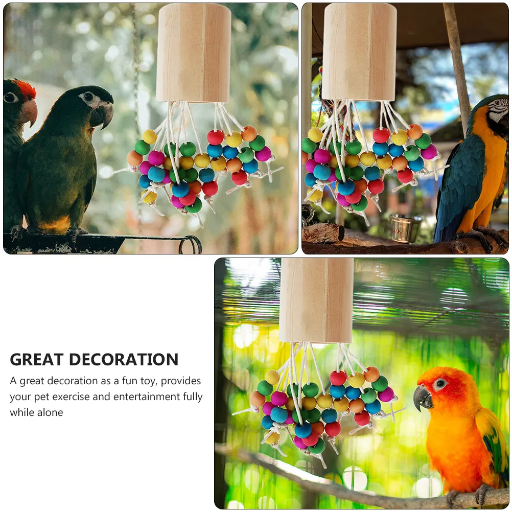Parrot Bite String Wooden Chewing Plaything Eco Friendly Natural Wood for Parakeets Cockatiels Bird Pet Supplies
