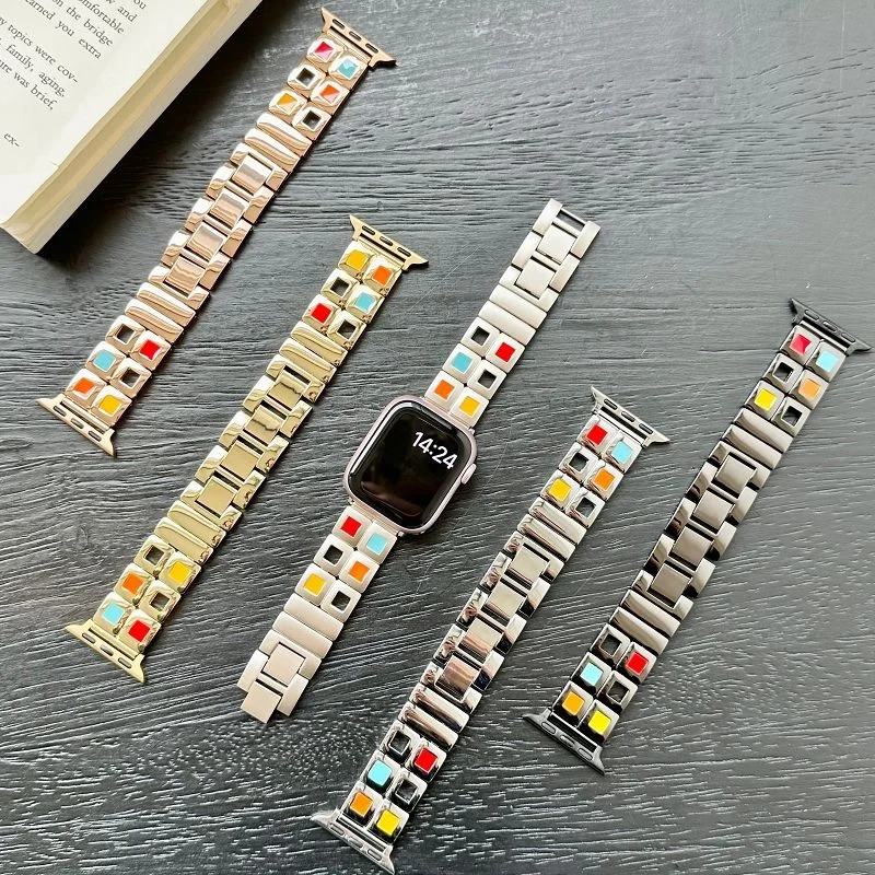 Apple için lüks elmas kayış Watch Band Ultra 2 49 45 44mm 41 42 Metal kadınlar Band için iWatch serisi 9 8 7 6 5 4 iwatch bant