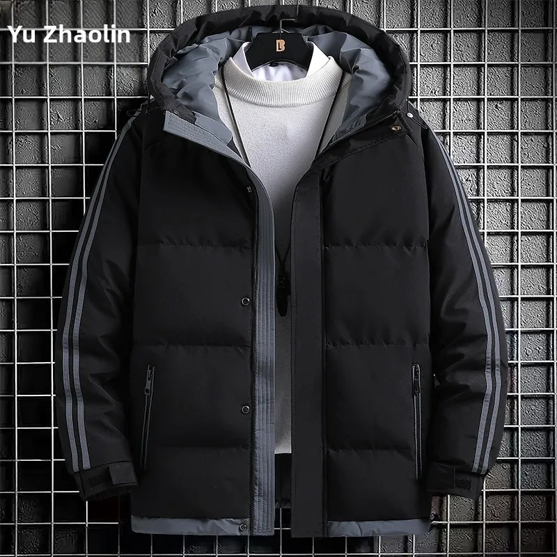 

Yuzhao Lin Men's Thiened down Cotton Jaet Hooded Warm Winter Clothes Large Size Cotton Coat Busin Casual Sle Long Sl...