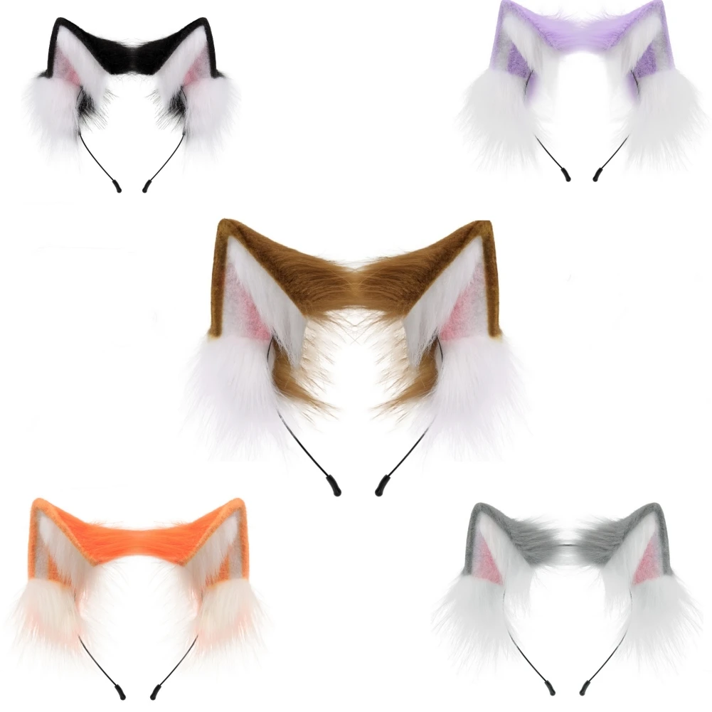 Hand-made Fox Ear Hair Hoop Animal Ear Children's Ball Show Headdress Wolf Ear Cosplay Cute Live Props