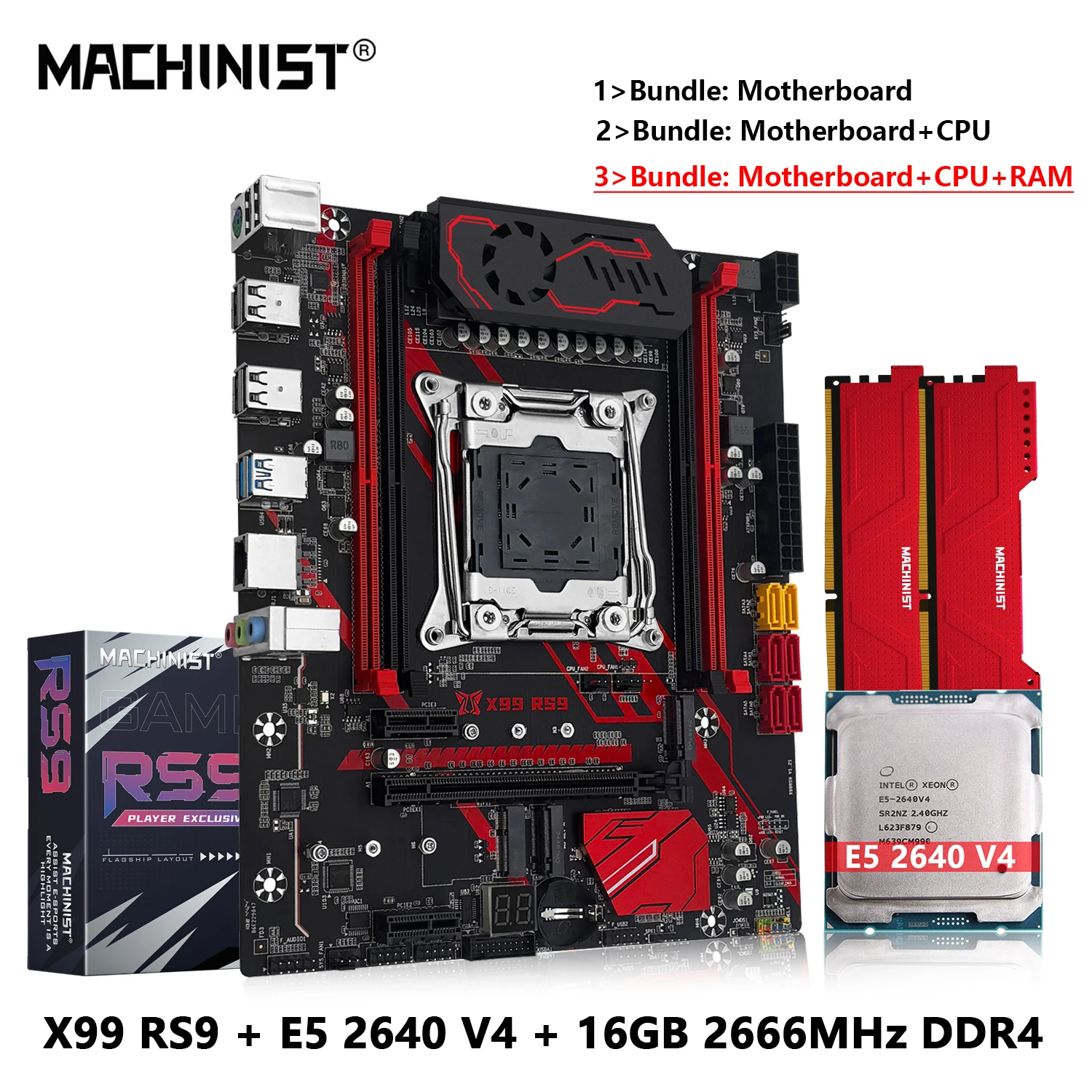 MACHINIST X99 RS9 placa base Combo LGA2011-3 Xeon Kit E5 2640 V4 CPU procesador DDR4 16GB 2666MHz memoria NVME M.2 cuatro canales