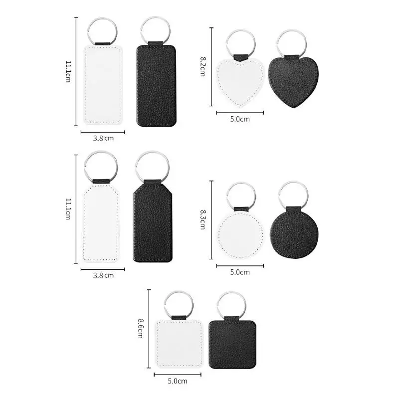 Sublimation Blank Heat Transfer Keyrings Durable PU Leather Custom ID Tags for School Office Backpack Luggage Marker