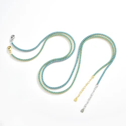VEWANT New 925 Sterling Silver 2mm Tennix Zircon CZ Turquoise Tennis Chain Choker Necklace Chain 2023 Fine Jewelry