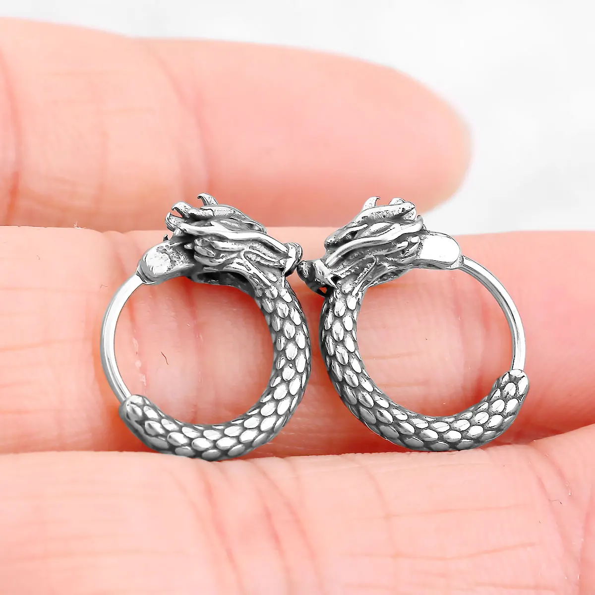 Vintage Odin Stainless Steel Dragon Viking Earrings Nordic Men\'s Street Tail Snake Teen Amulet Jewelry Earrings Punk Gift