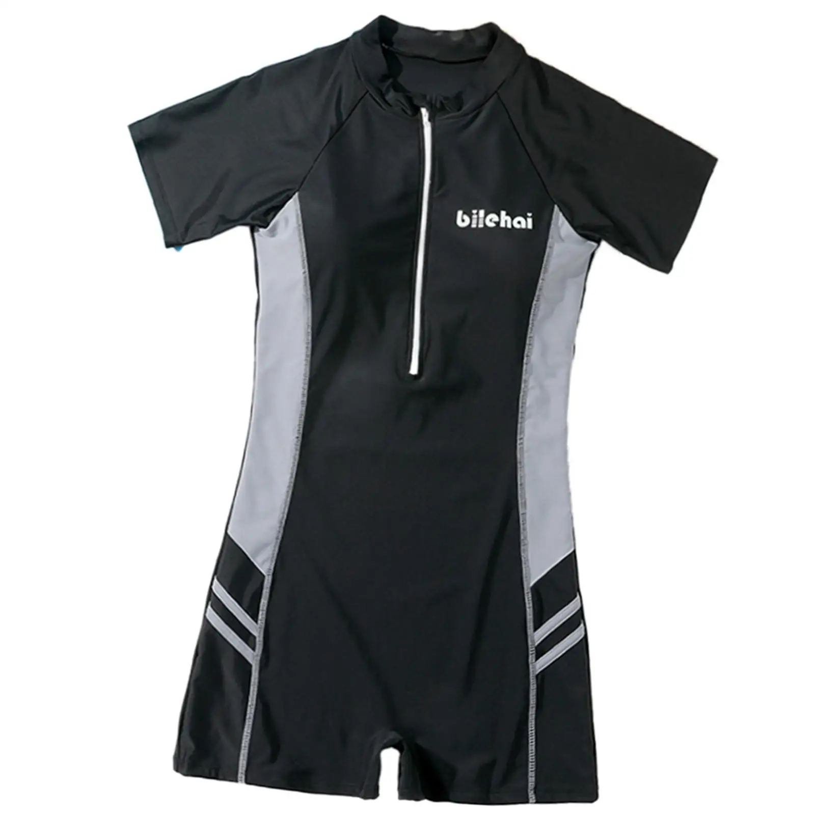 

Women Swimsuit Short Sleeve Summer Athletic Zipper Swim Suit Bodysuit