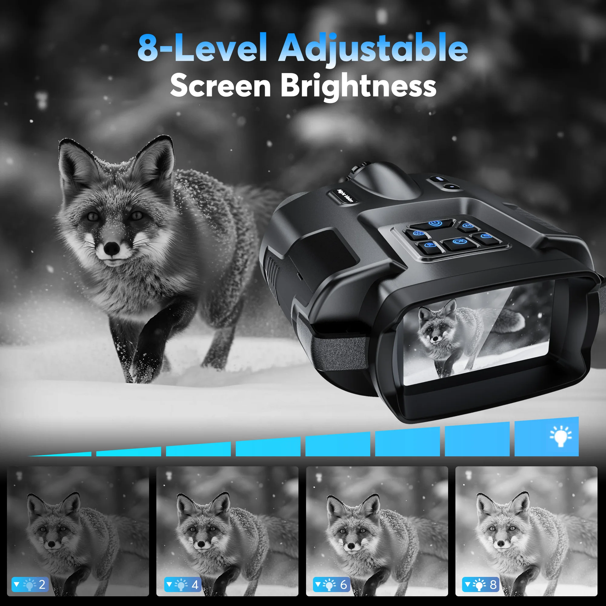 Night Vision Binoculars 4K Infrared 5000mAH Rechargeable 8X Digital Zoom 600 Meters Darkness Goggles 5000mAh Rechargeable, 64GB Card Included for