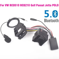For VW RCD510 RCD210 Golf Passat Jetta POLO Radio Harness Plug Microphone Handsfree Bluetooth 5.0 AUX Adapter