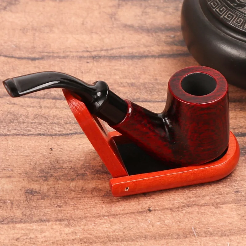 

Solid wood pipe filter mouthpiece, floral resin mouthpiece, thickened carbon layer, men's portable pipe