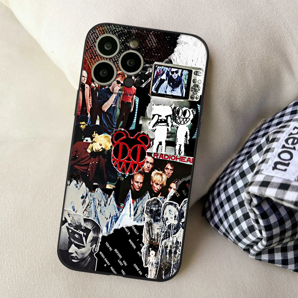 Vintage Fashion Design Radiohead Telefoon Case Voor Iphone 14 13 11 12 Pro 8 7 Plus X 13 Pro Max xr Xs Mini Zwarte Covers