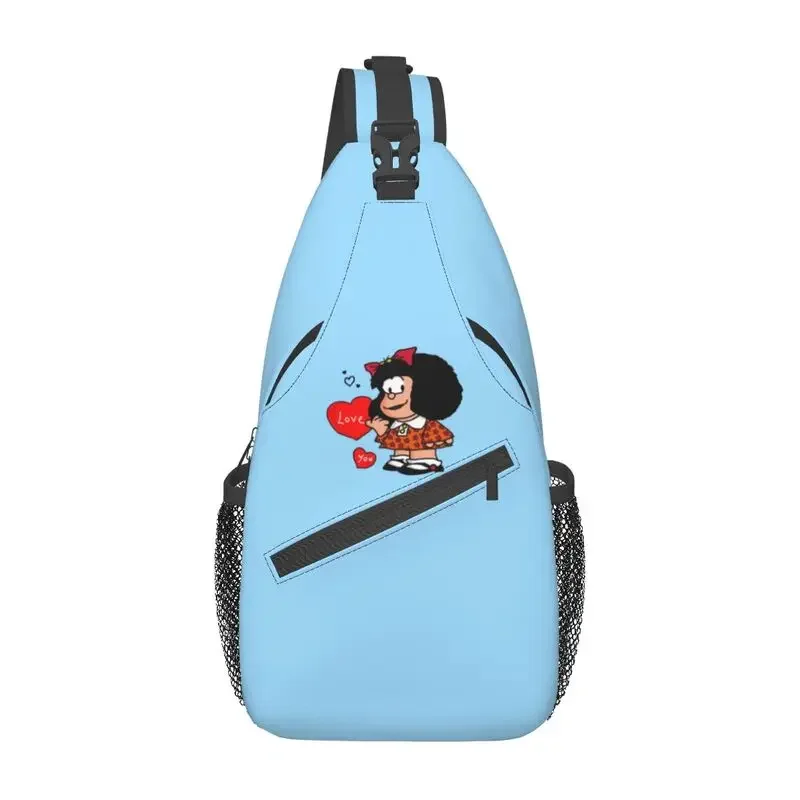 Mafalda Love You Sling Chest Bag Customized Cartoon Quino Comic Shoulder Crossbody Backpack for Men Travel Hiking Daypack