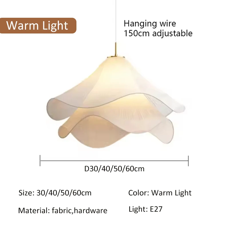 Hanglamp LED Nordic Minimalistische witte stof bloem Kroonluchter Woonkamer Slaapkamer Restaurant Minimalistische Home Decor Verlichting