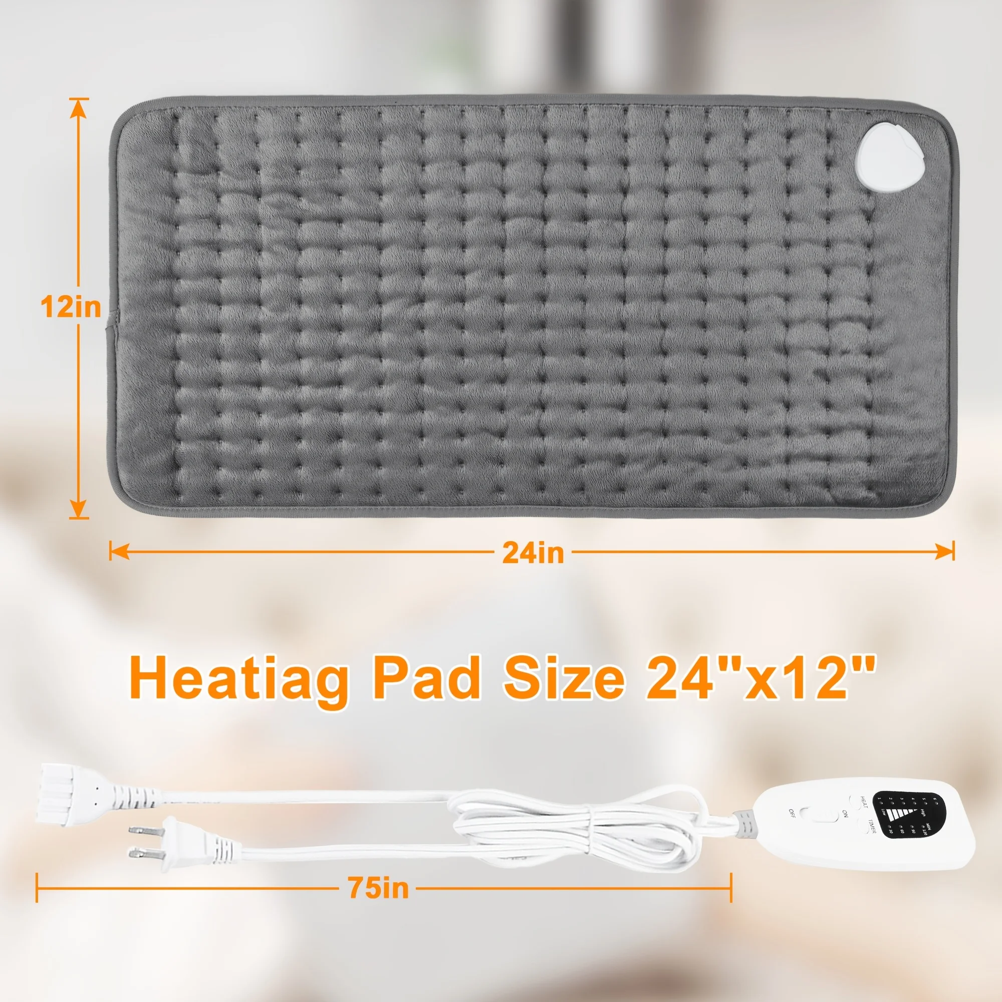 Heating Pad 6 Heat Settings Auto Shut Off Soft Flannel Machine Washable Multiple Sizes for Back Neck Shoulder Knee Leg
