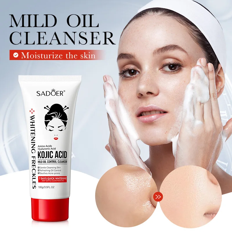 SADOER Kojic Acid Facial Cleanser Face Wash Foam Facial Cleansing Mossee Moisturizing Brightening Facial Skin Care Products