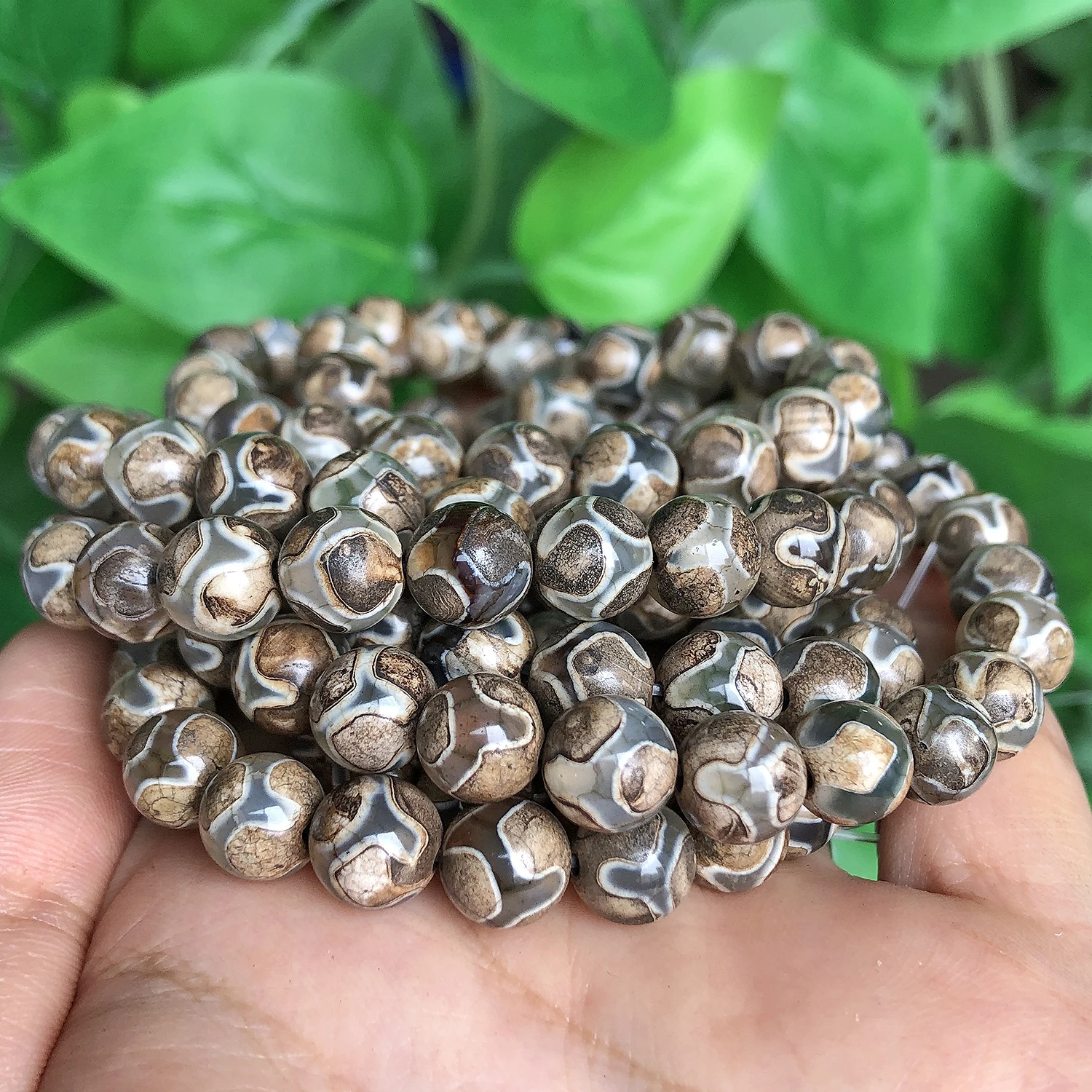 8mm Natural Stone Soccer Tibetan Dzi Agates Beads Loose Spacer Round For Jewelry Making DIY Bracelet Accessories Wholesale