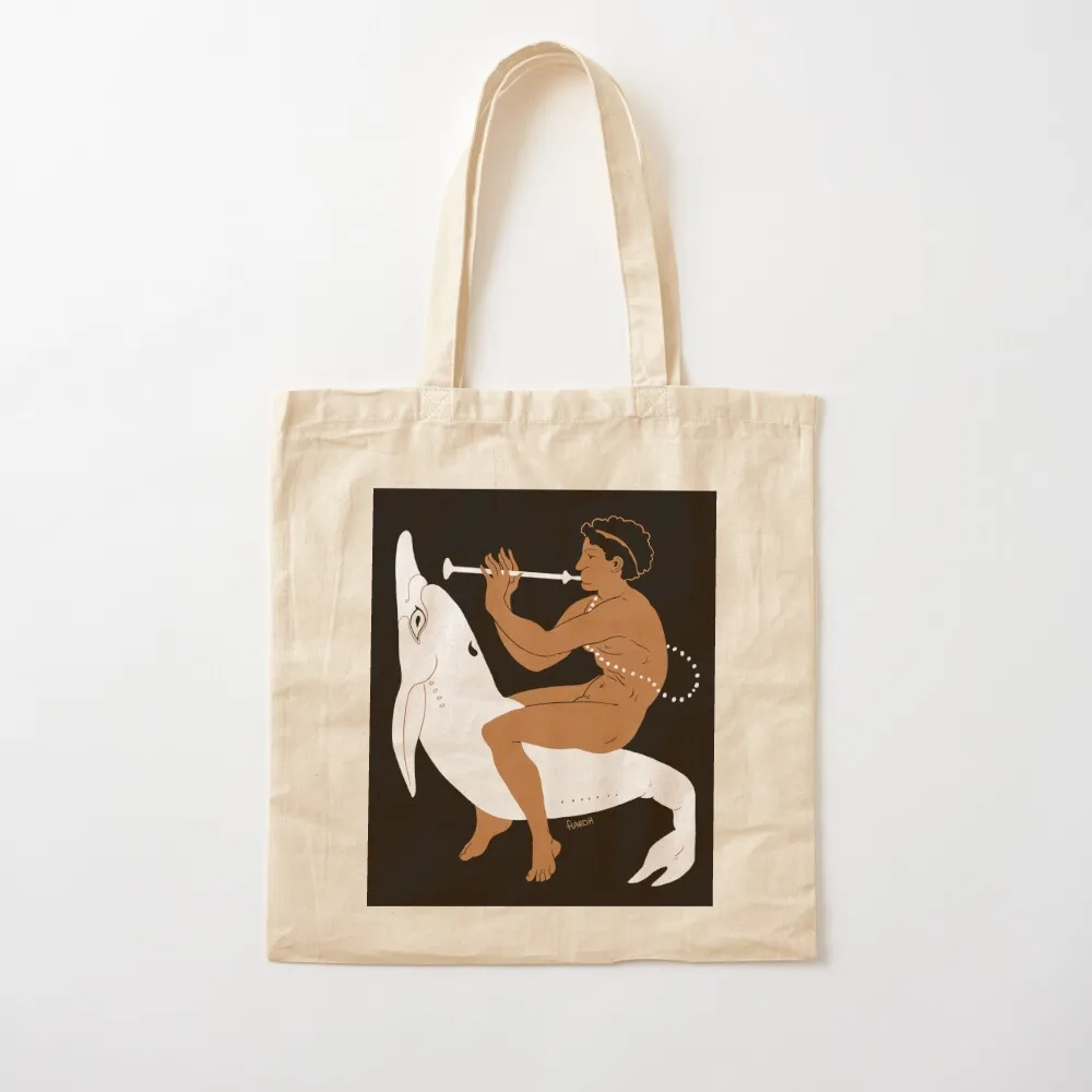 Etruscan Youth Riding Dolphin Tote Bag shopping bag bag for beach shoping great