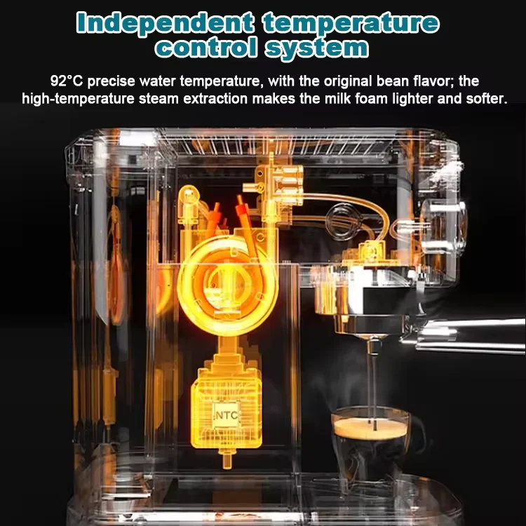 ماكينة اسبريسو نصف أوتوماتيكية - ماكينة صنع قهوة احترافية من الفولاذ المقاوم للصدأ (خزان مياه 1.2 لتر، ضغط 15 بار، فلتر بورتافلتر تجاري)
